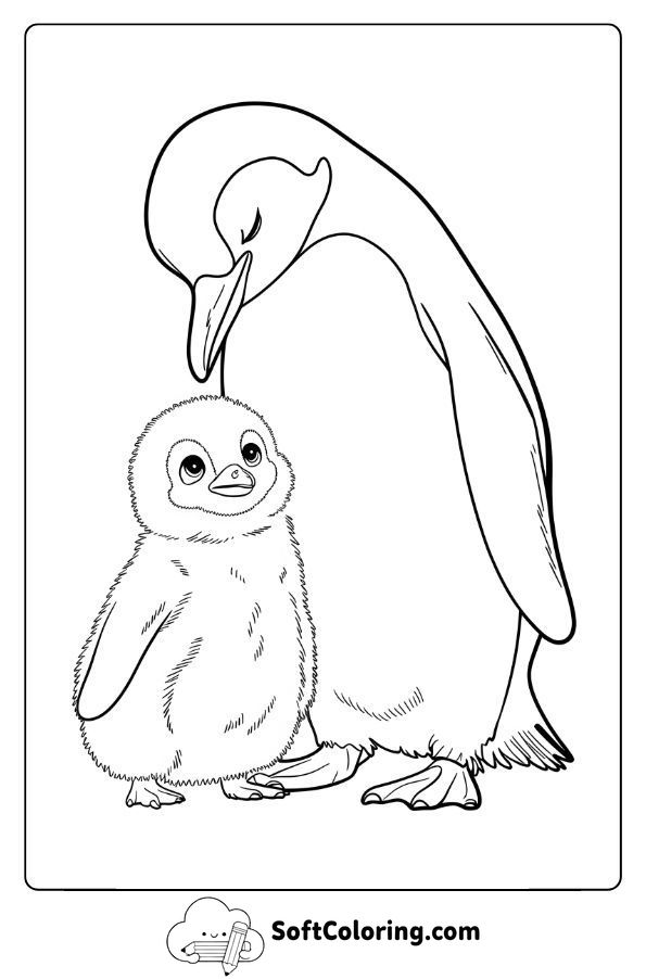 Penguin with Little Chick