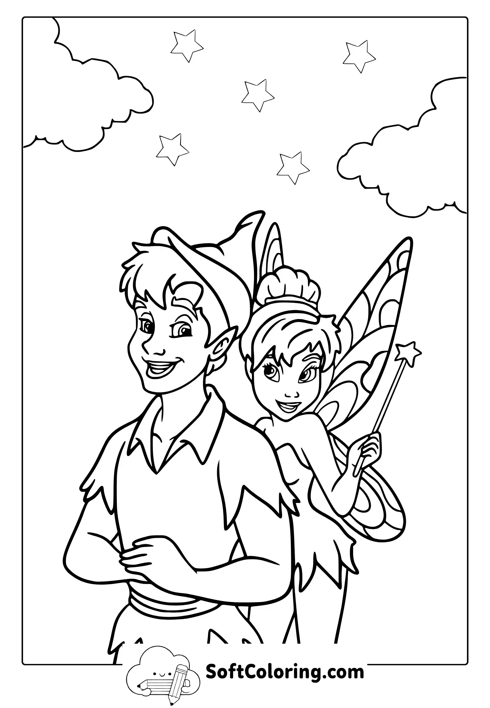 Peter Pan and Tinker Bell Coloring Page