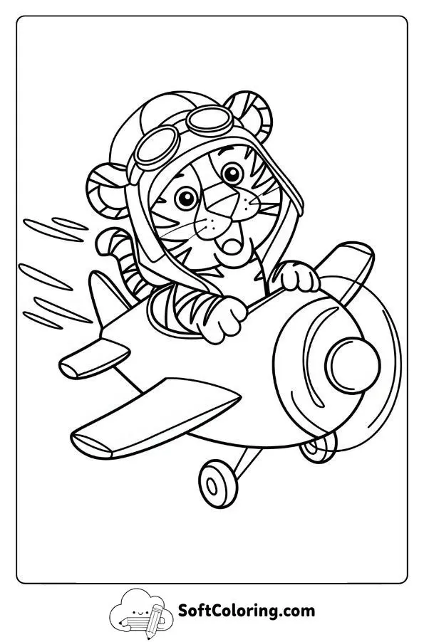 Pilot Tiger Flying A Toy Plane