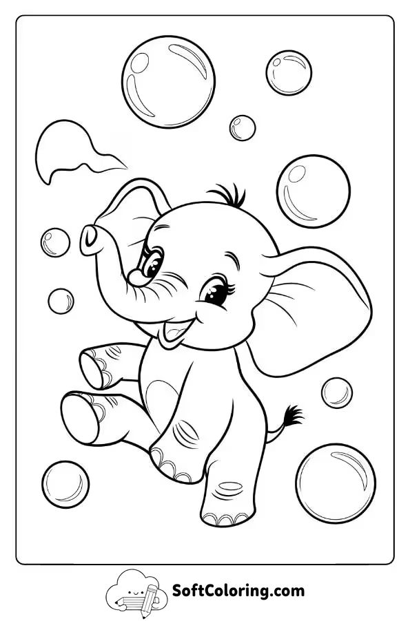 Playful Baby Elephant With Bubbles