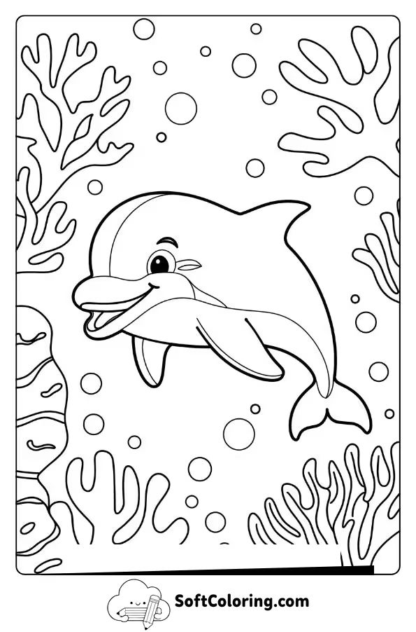 Playful Dolphin in a Coral Reef Wonderland