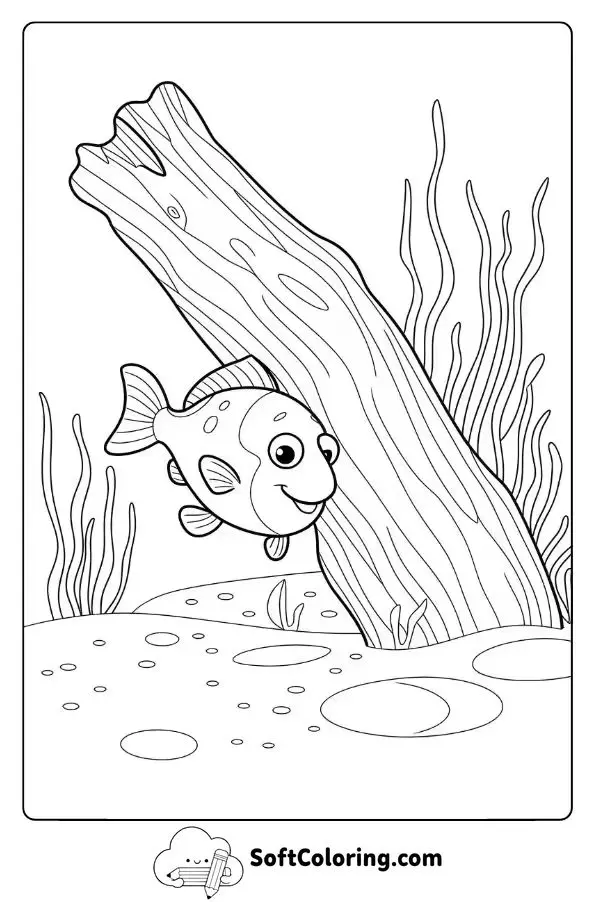 Playful Fish Near Sunken Driftwood