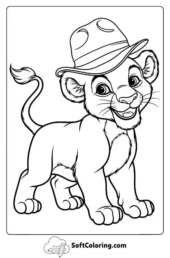 Playful Lion Cub With A Tiny Hat