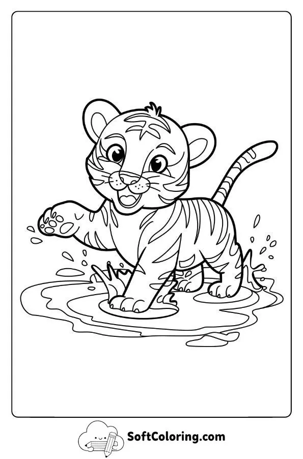 Playful Tiger Splashing In Water