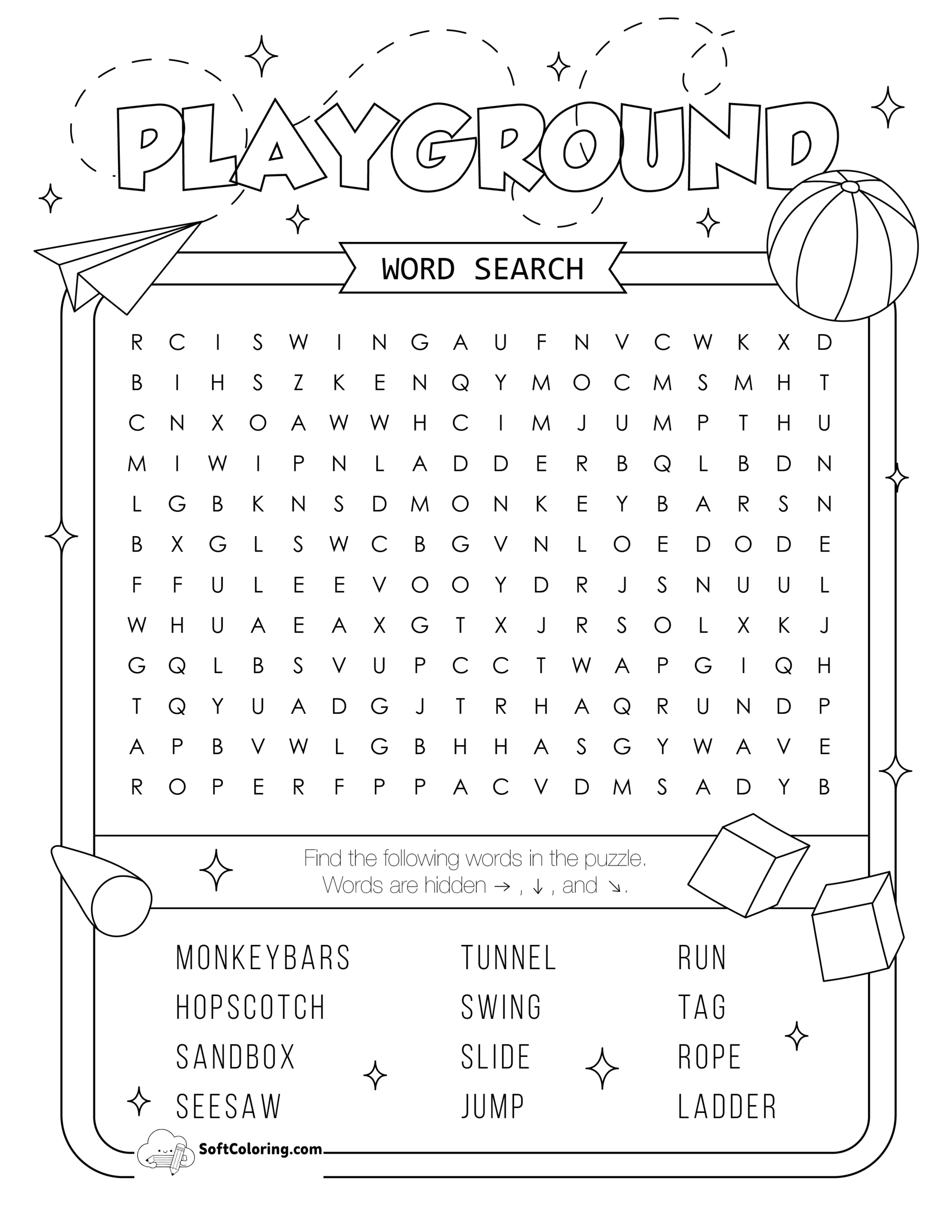 Playground Word Search Puzzle