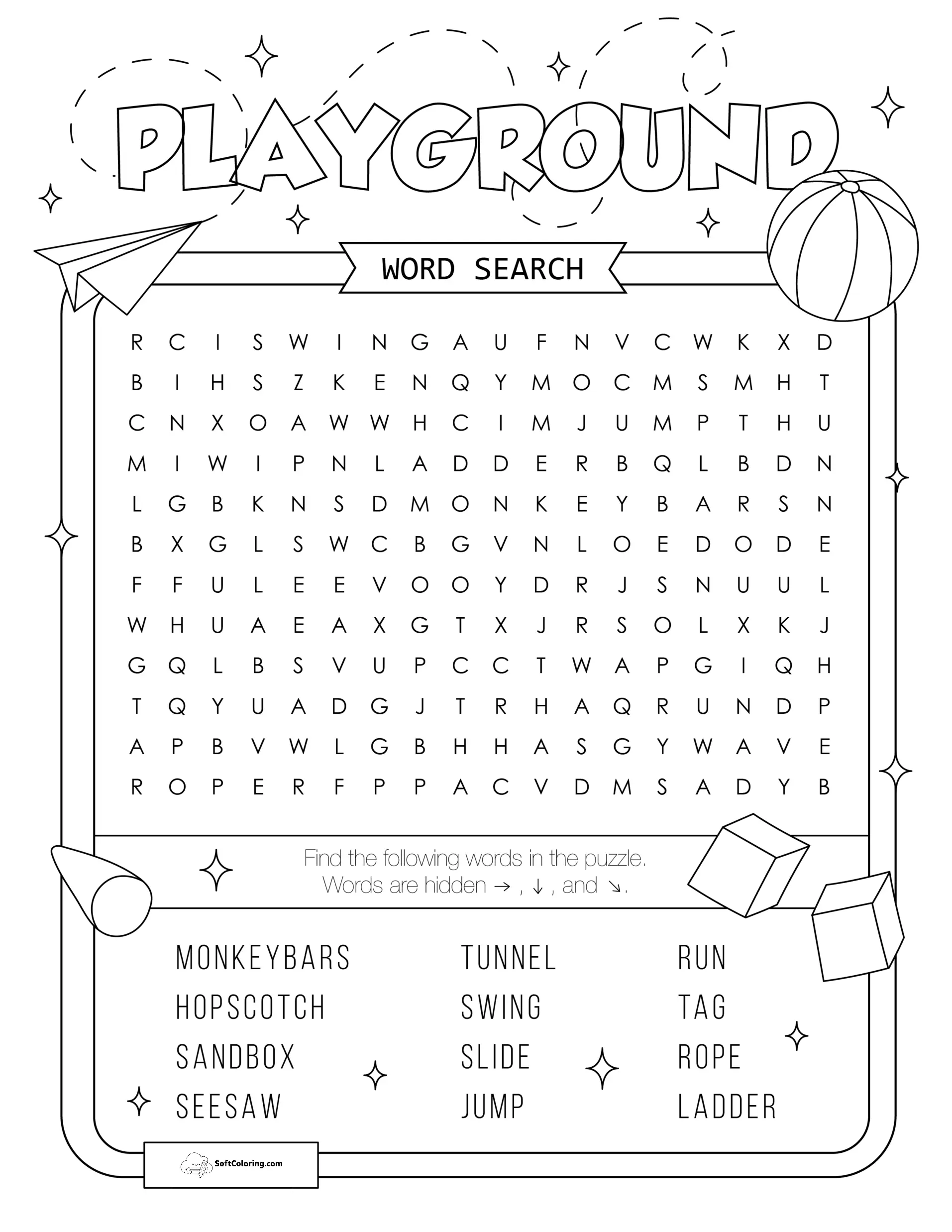 Playground Word Search Puzzle