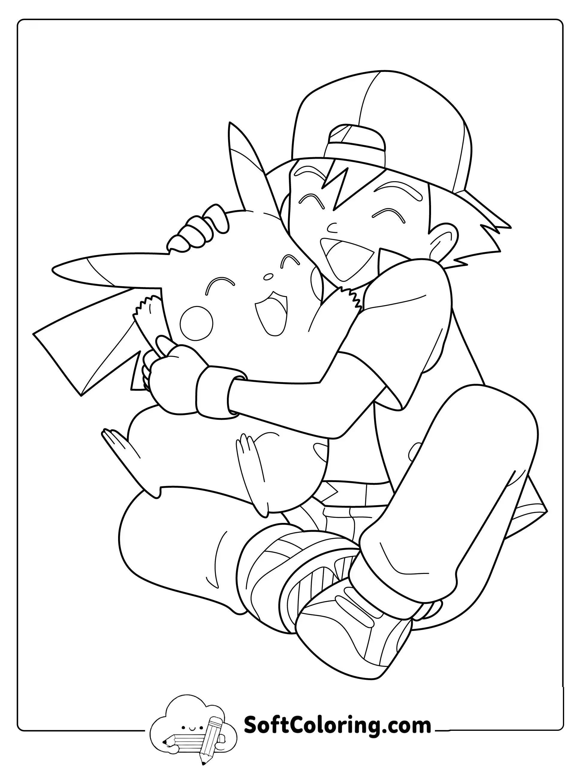 Pokemon Ash and Pikachu Hugging