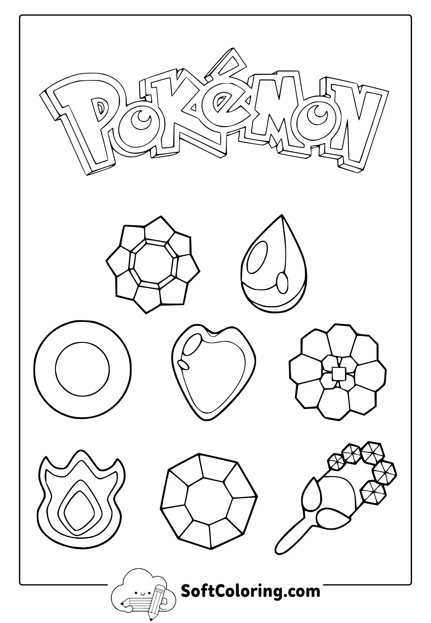Pokemon Badges And Logo Coloring Page