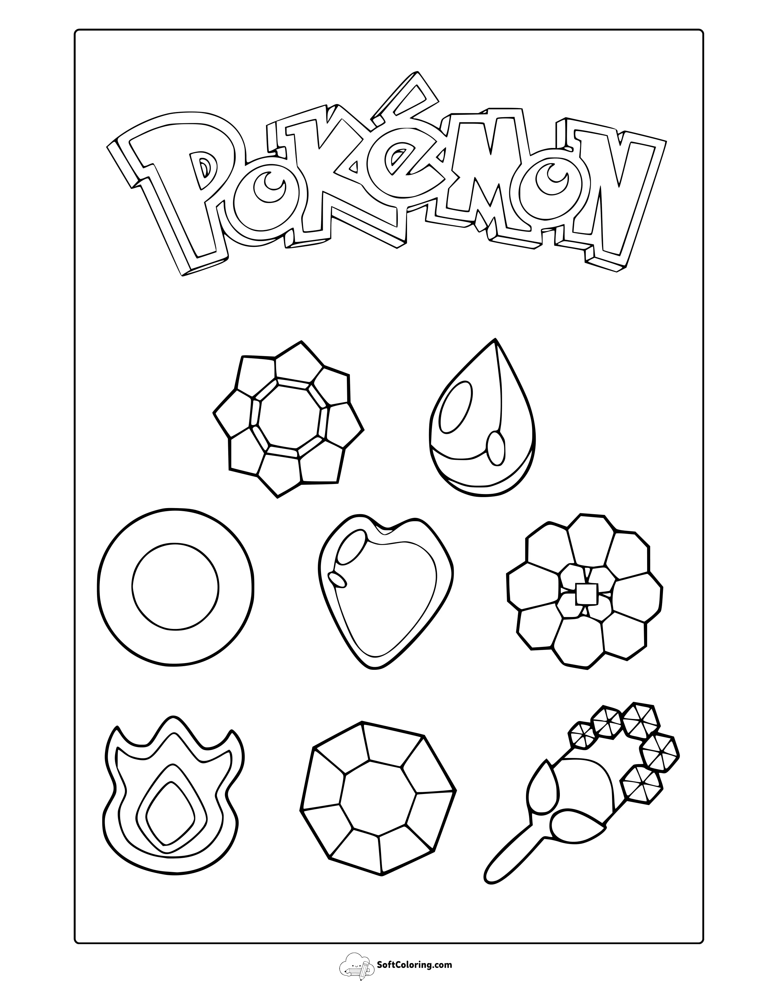 Pokemon Badges And Logo Coloring Page