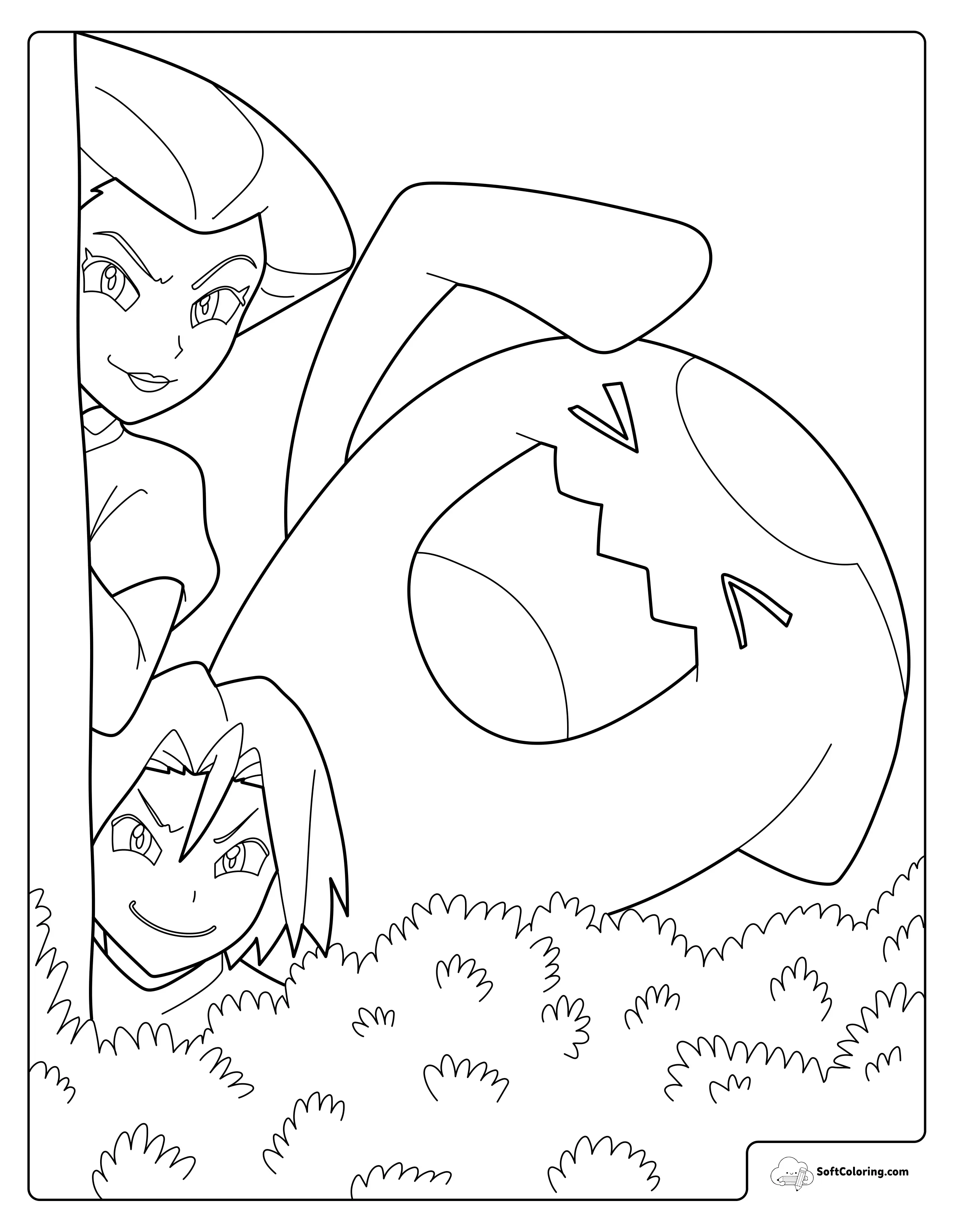 Pokemon Jessie, James And Wobbuffet Behind The Bushes