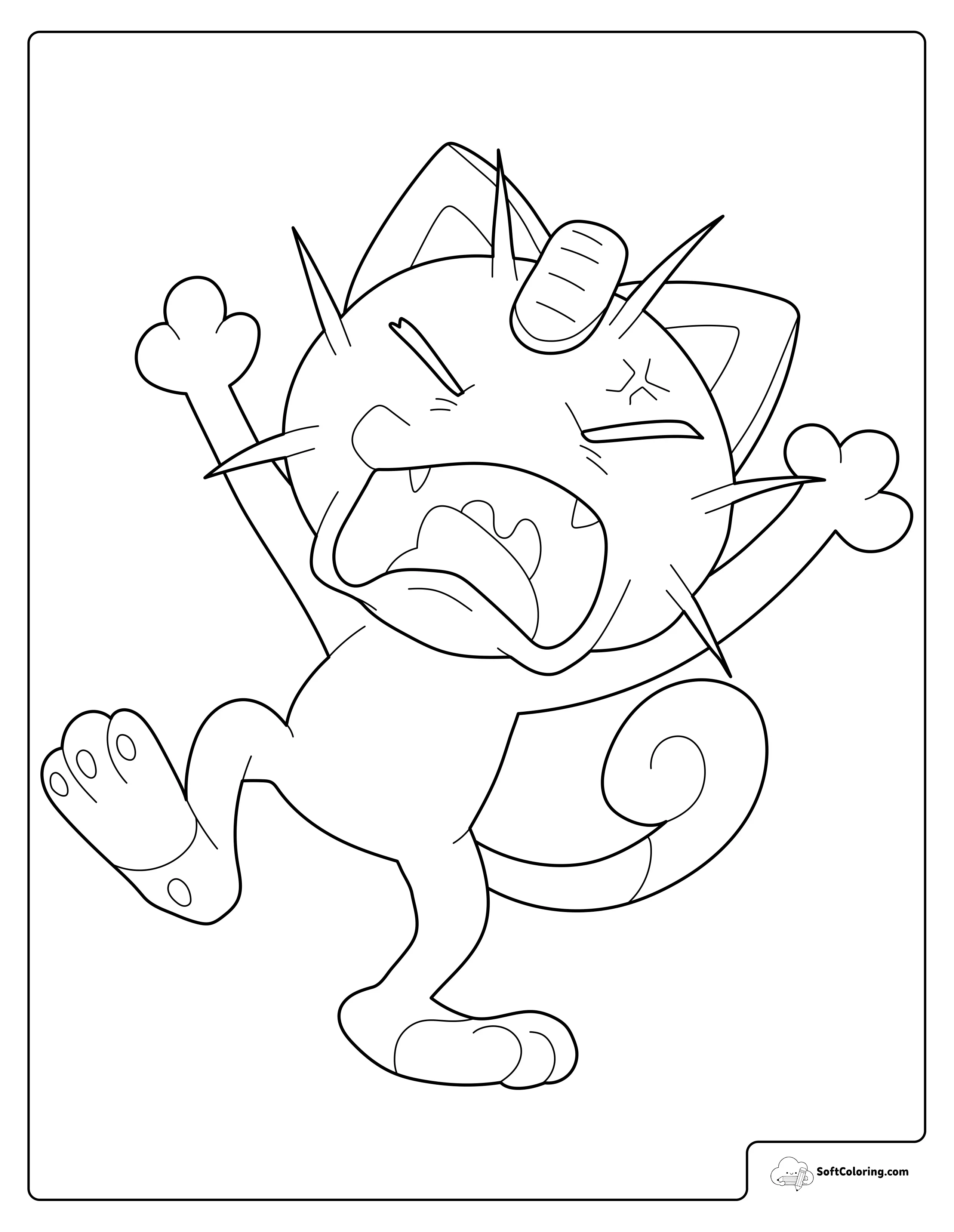 Pokemon Meowth Shouting Loudly