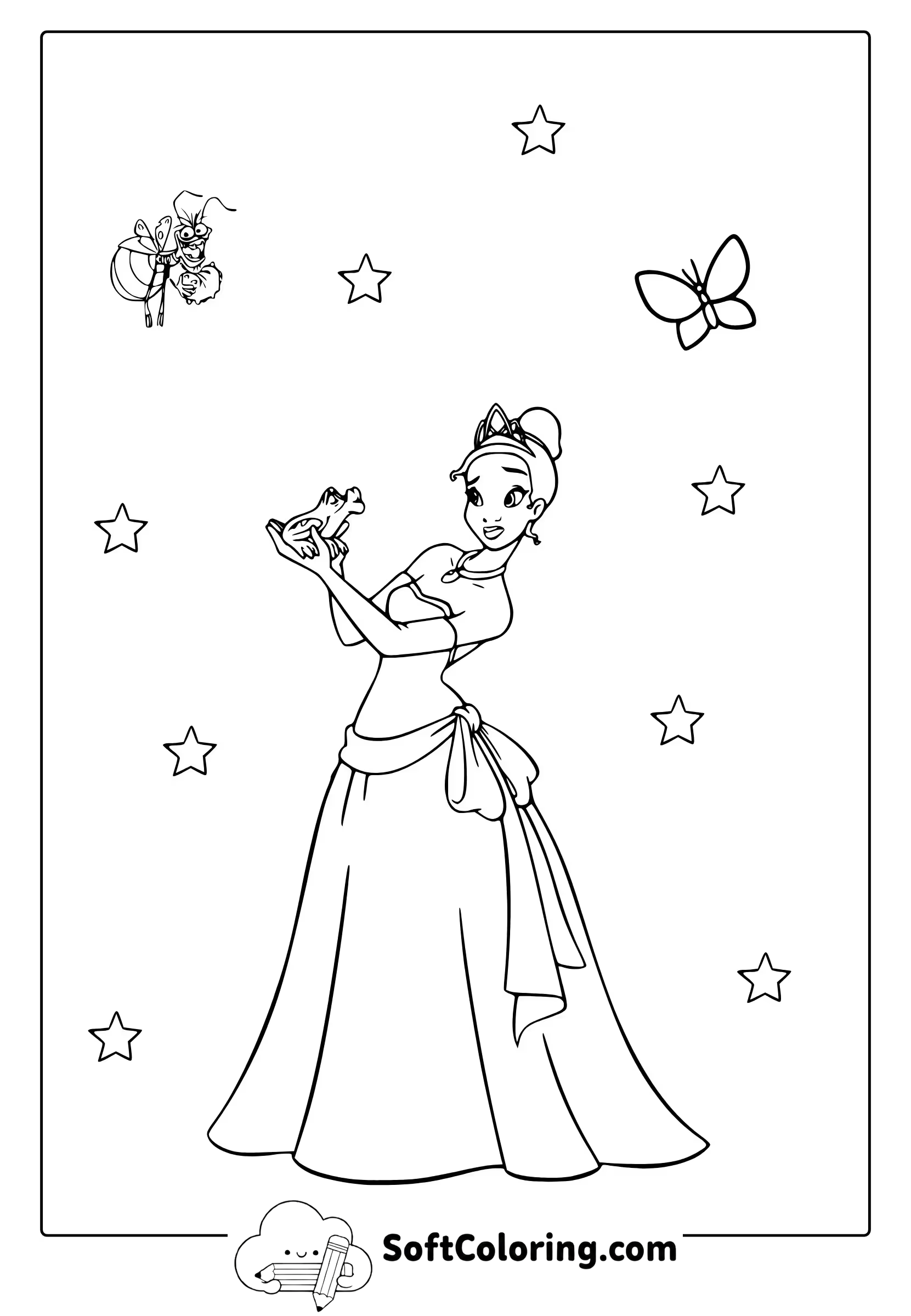 Princess and the frog coloring page