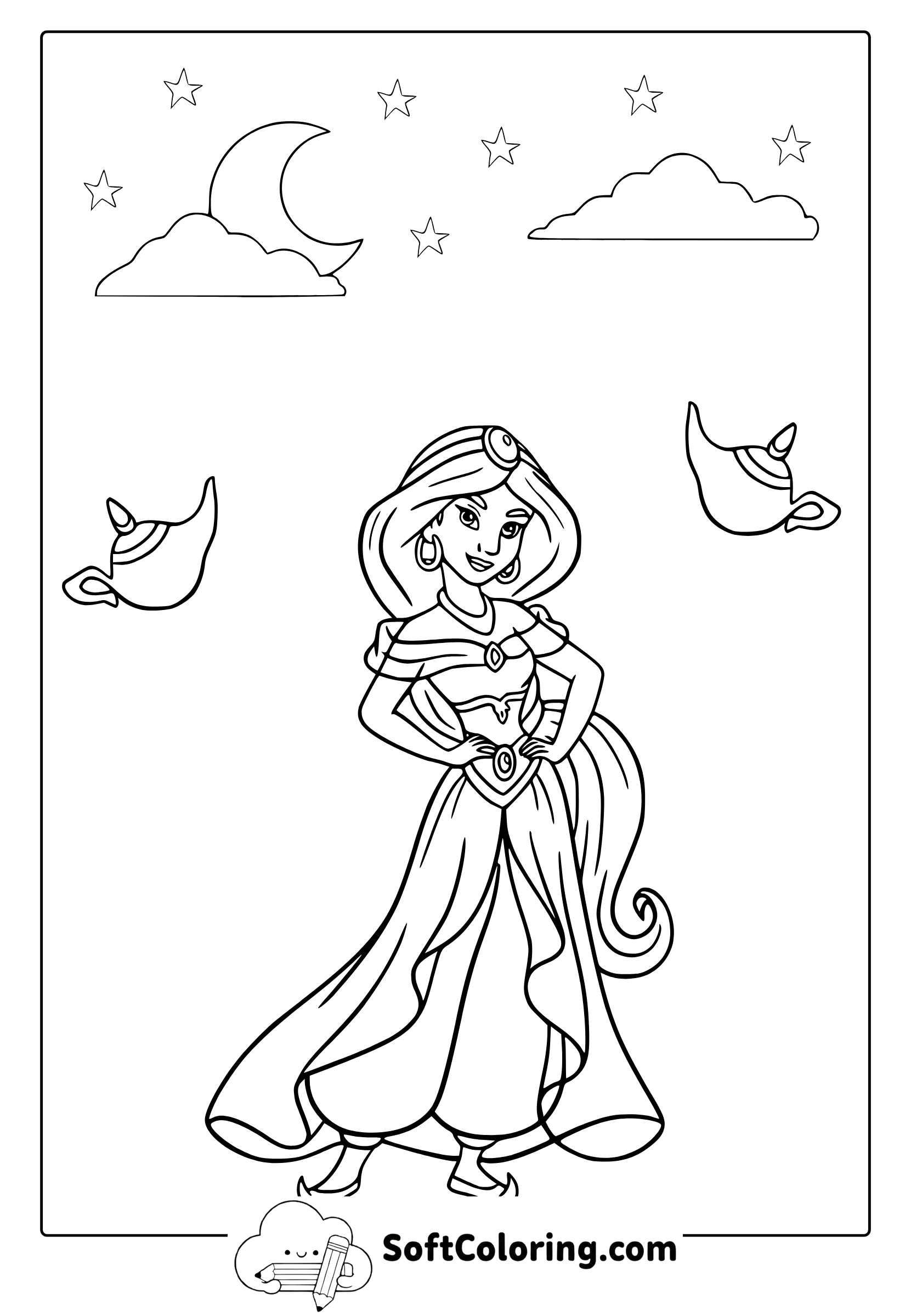 Princess jasmine coloring page