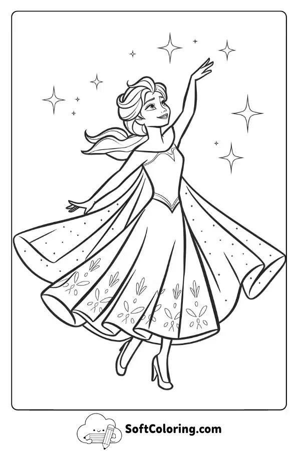 Queen Elsa Dancing Gracefully Under the Stars