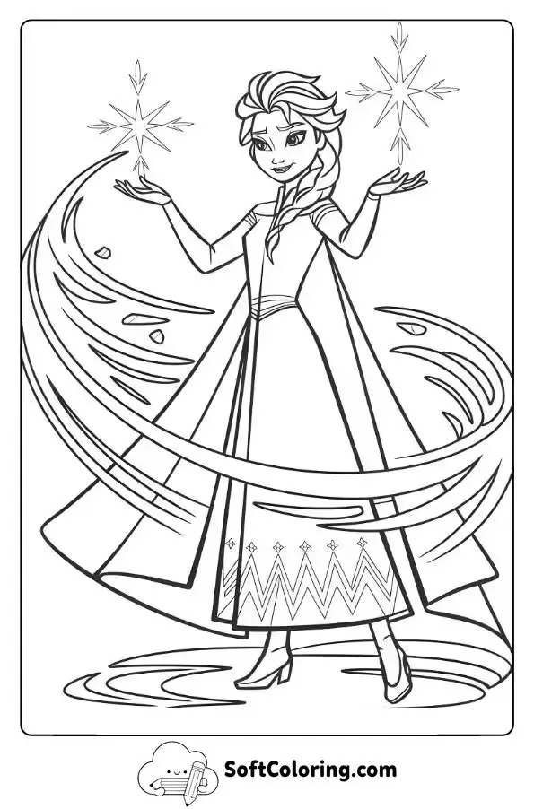 Queen Elsa Holding Her Hands Out As She Creates Magic