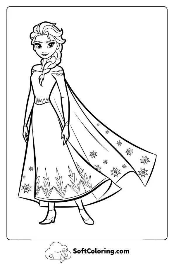 Queen Elsa Smiling Proudly as She Wears Her Ice Cape