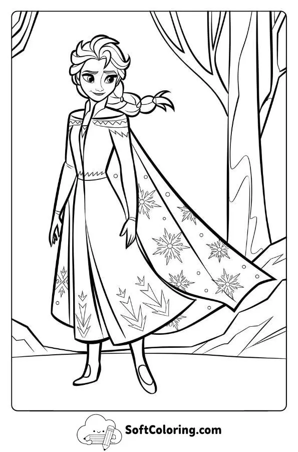 Queen Elsa Wearing Her Stunning Winter Cloak