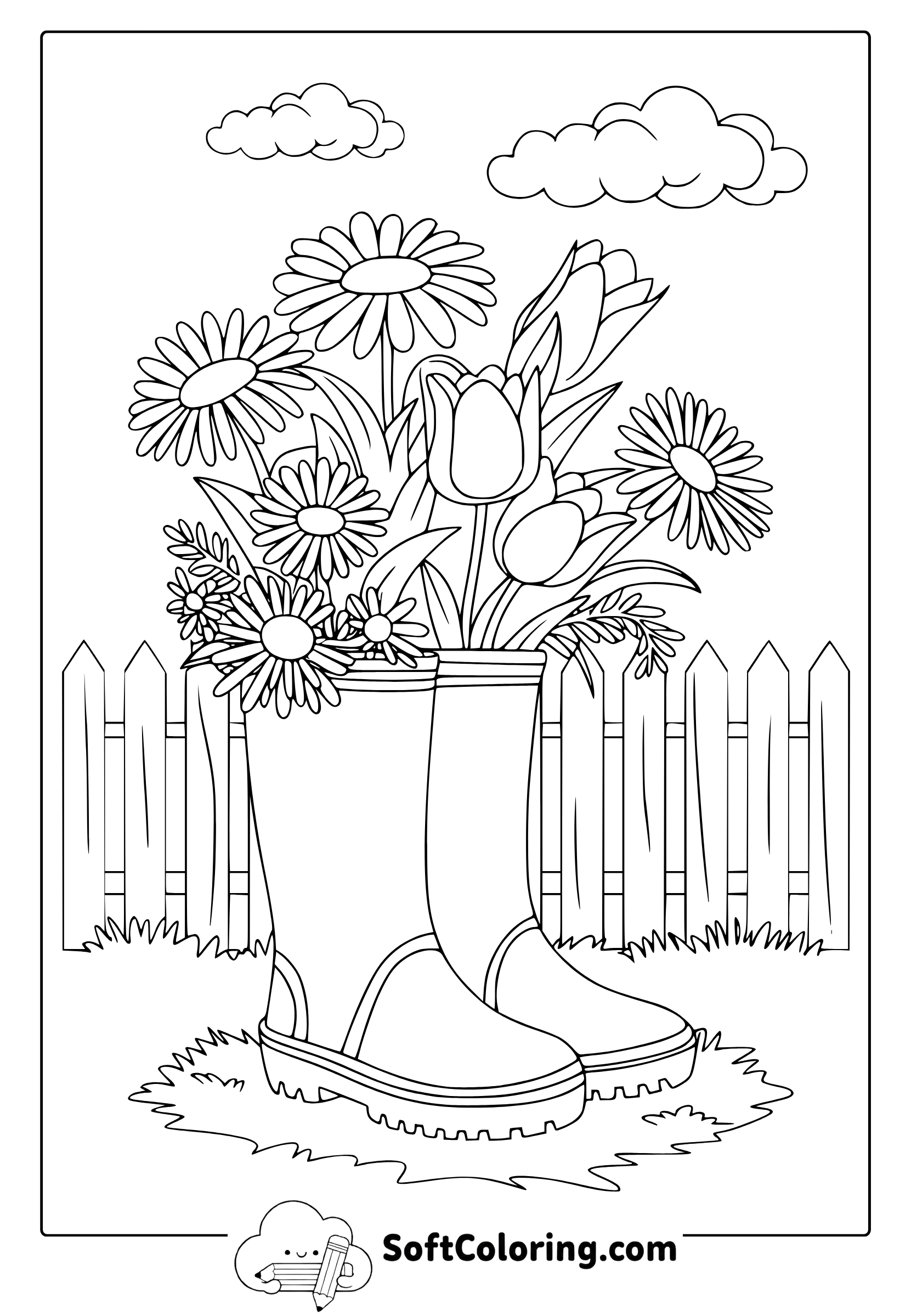 Rain Boots with Spring Wildflowers