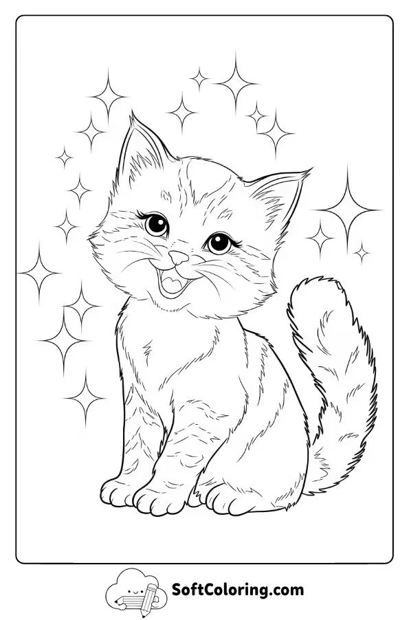 Rainbow Kitten with Stars and Sparkles