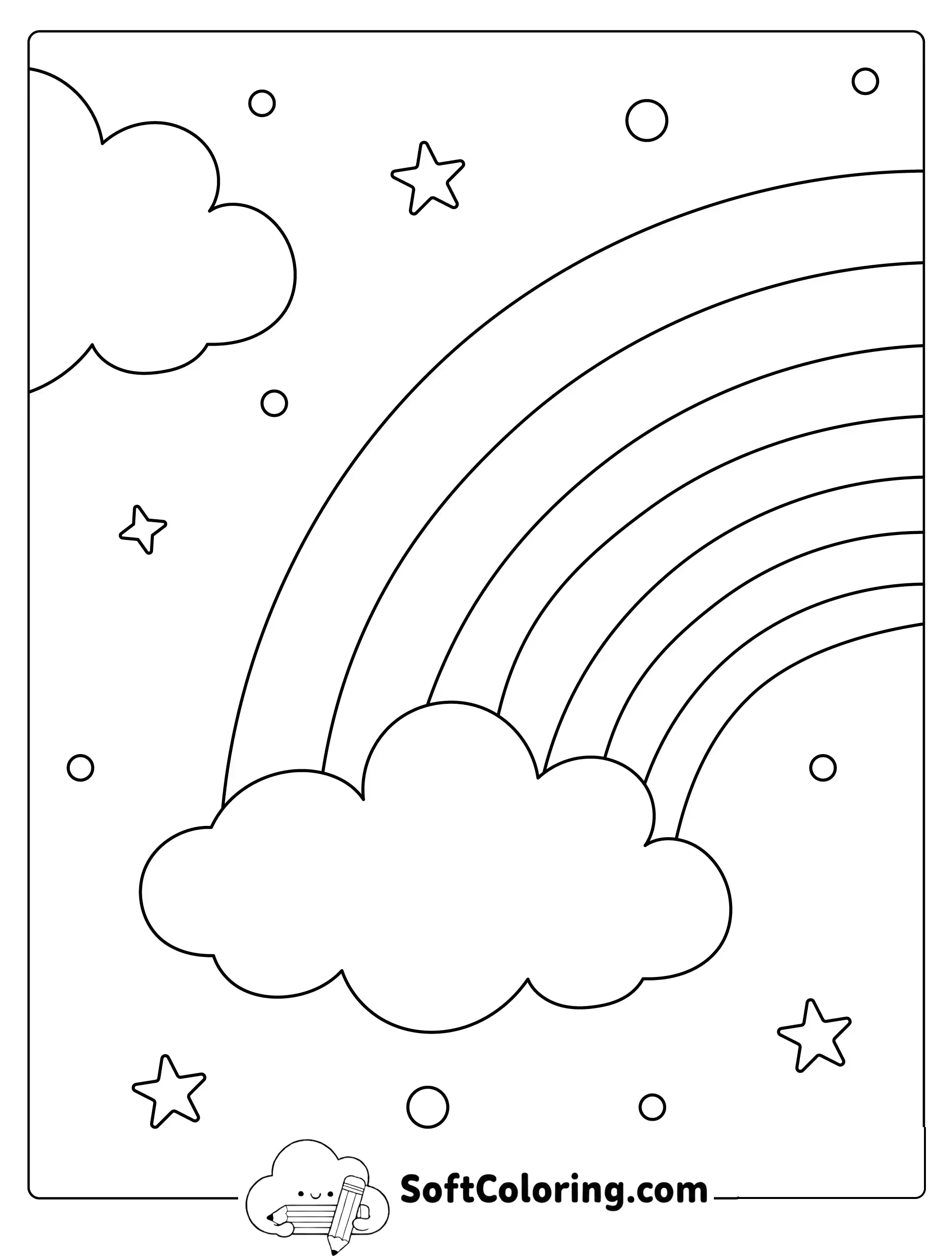 Rainbow and Stars Coloring Page
