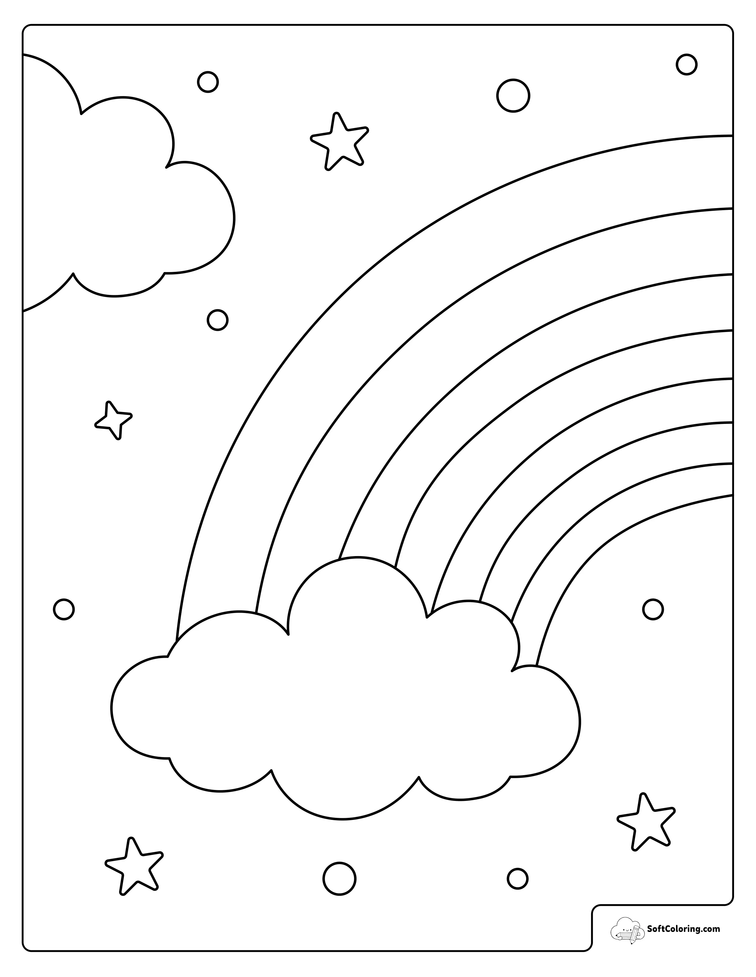 Rainbow And Stars Coloring Page