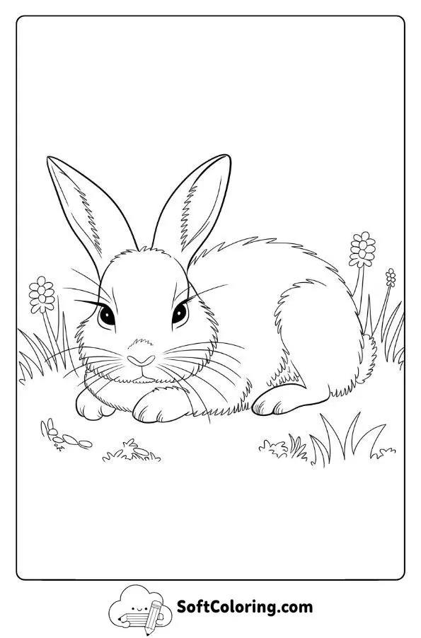 Realistic Bunny Resting In A Meadow