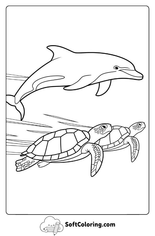 Realistic Dolphin Racing with Sea Turtles