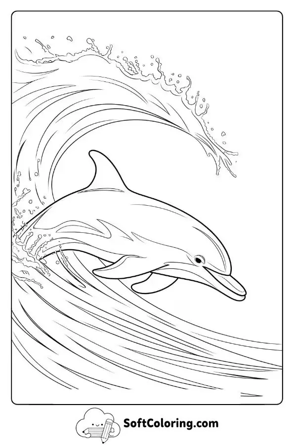 Realistic Dolphin Riding Ocean Waves