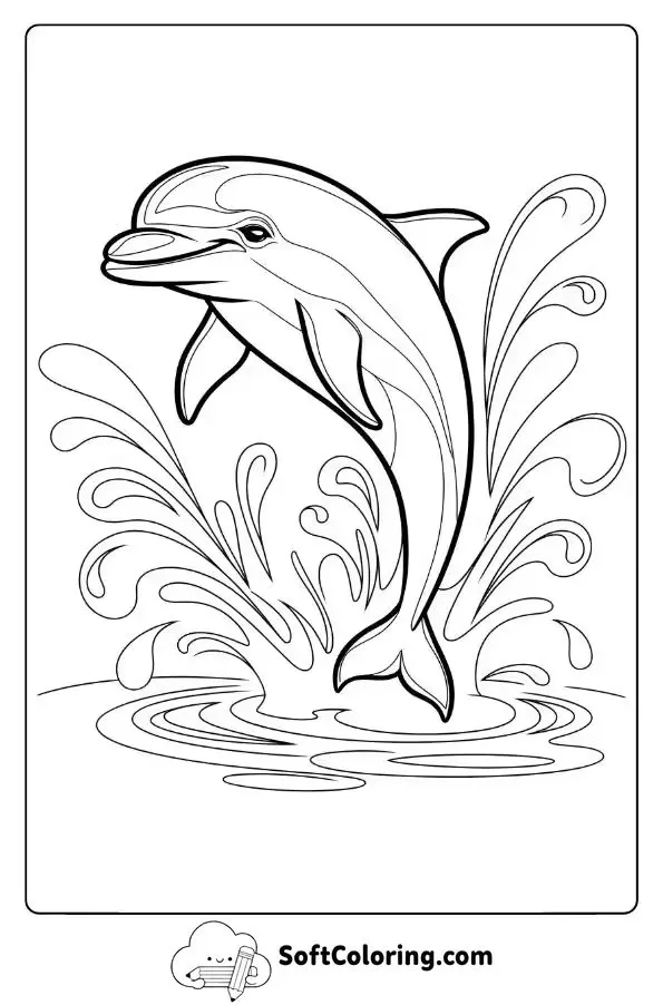 Realistic Dolphin Splashing In Blue Waters