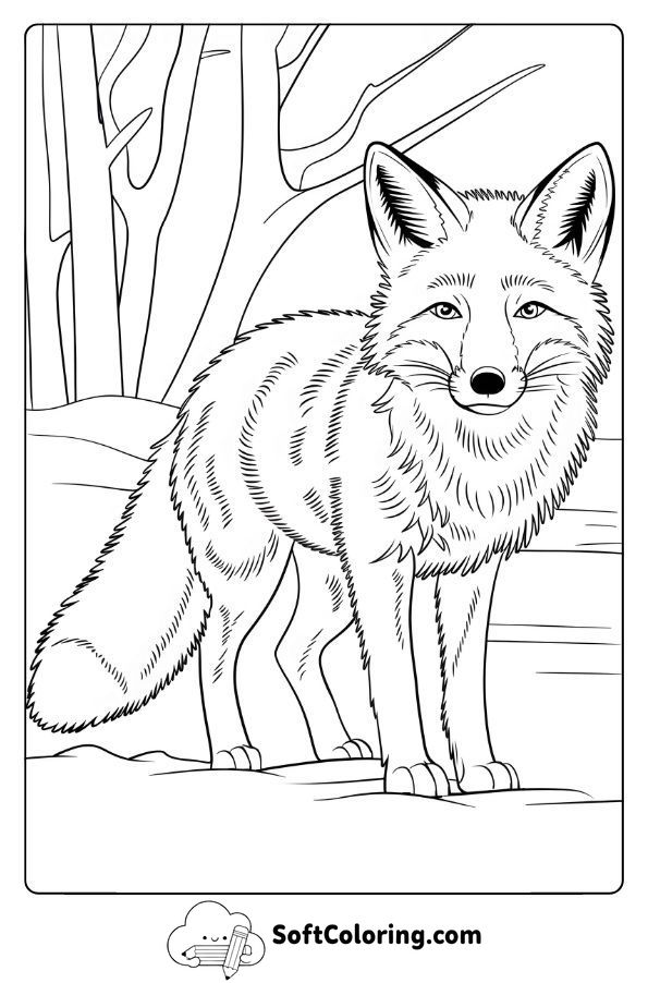 Realistic Fox in a Snowy Forest