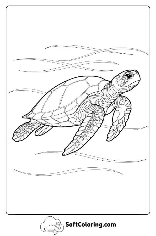 Realistic Sea Turtle in Blue Waters