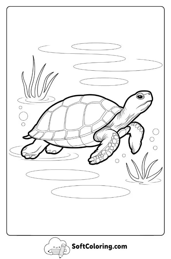 Realistic Turtle Gliding Through Water