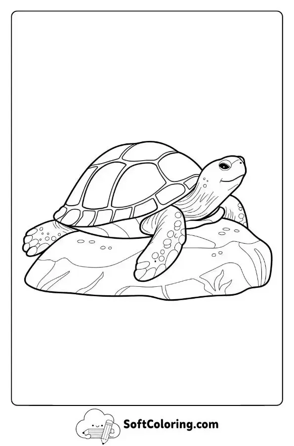 Realistic Turtle Resting On A Rock