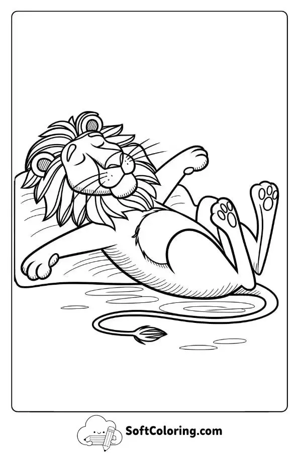 Relaxed Lion Enjoying The Warmth