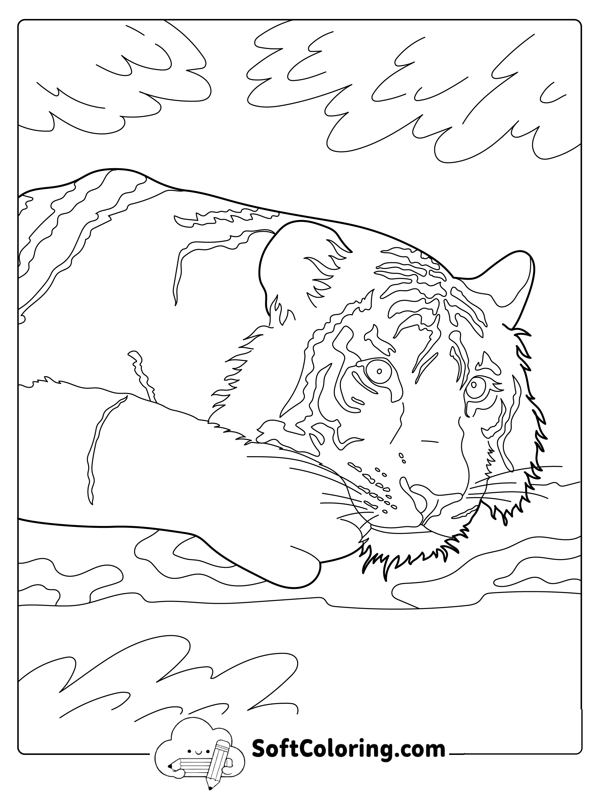 Resting Tiger Coloring Page