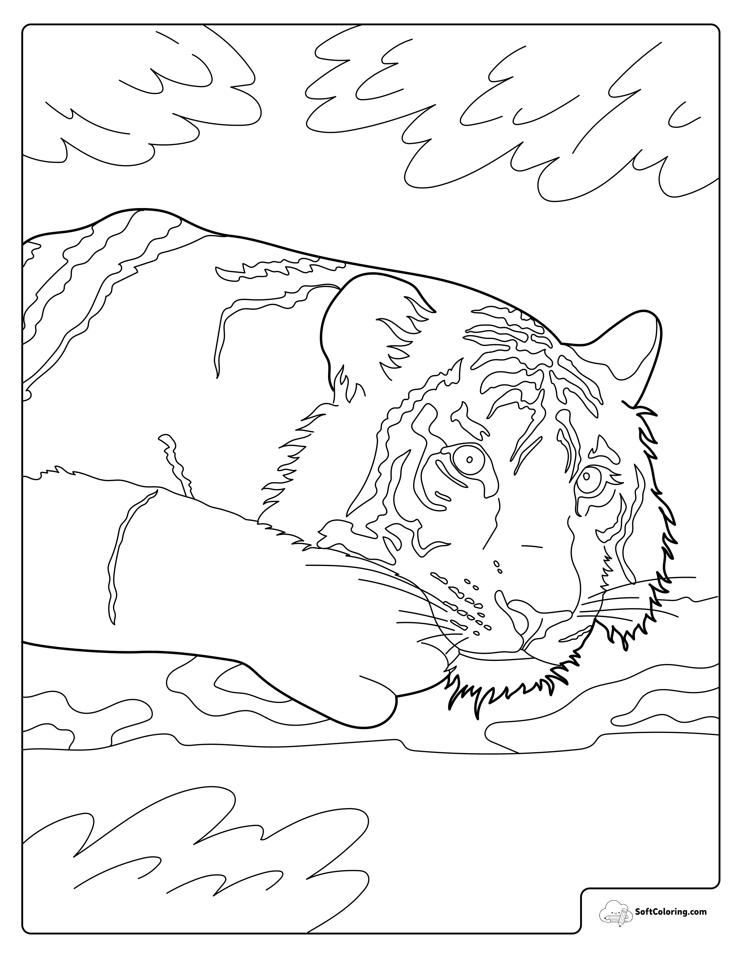 Resting Tiger Coloring Page