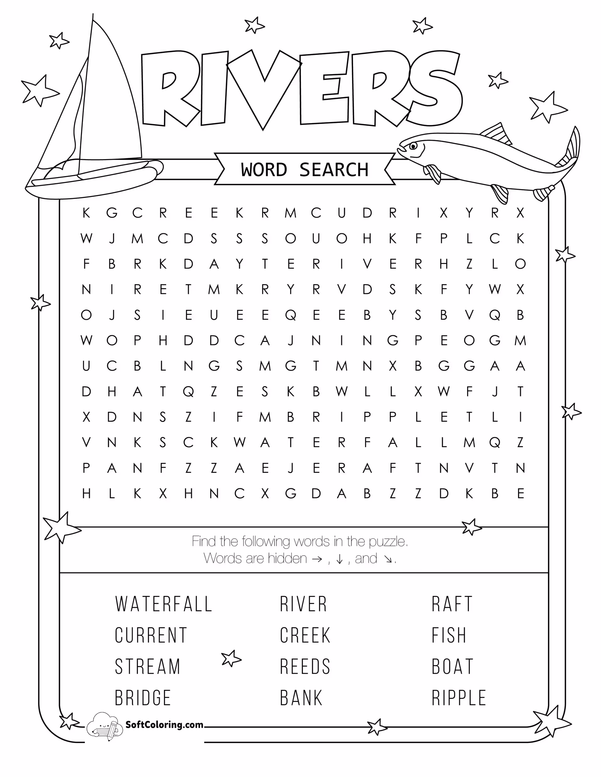 Rivers Word Search Puzzle