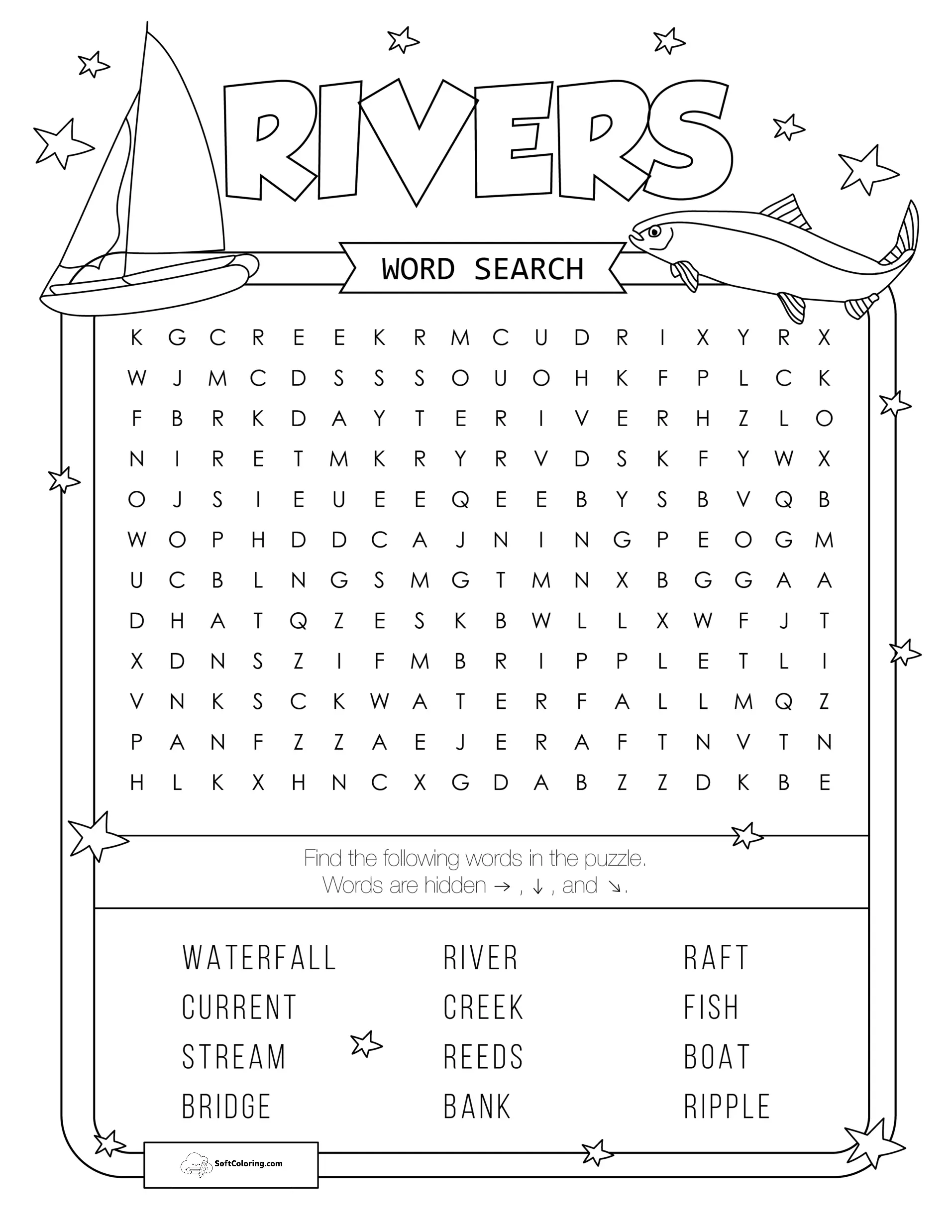 Rivers Word Search Puzzle