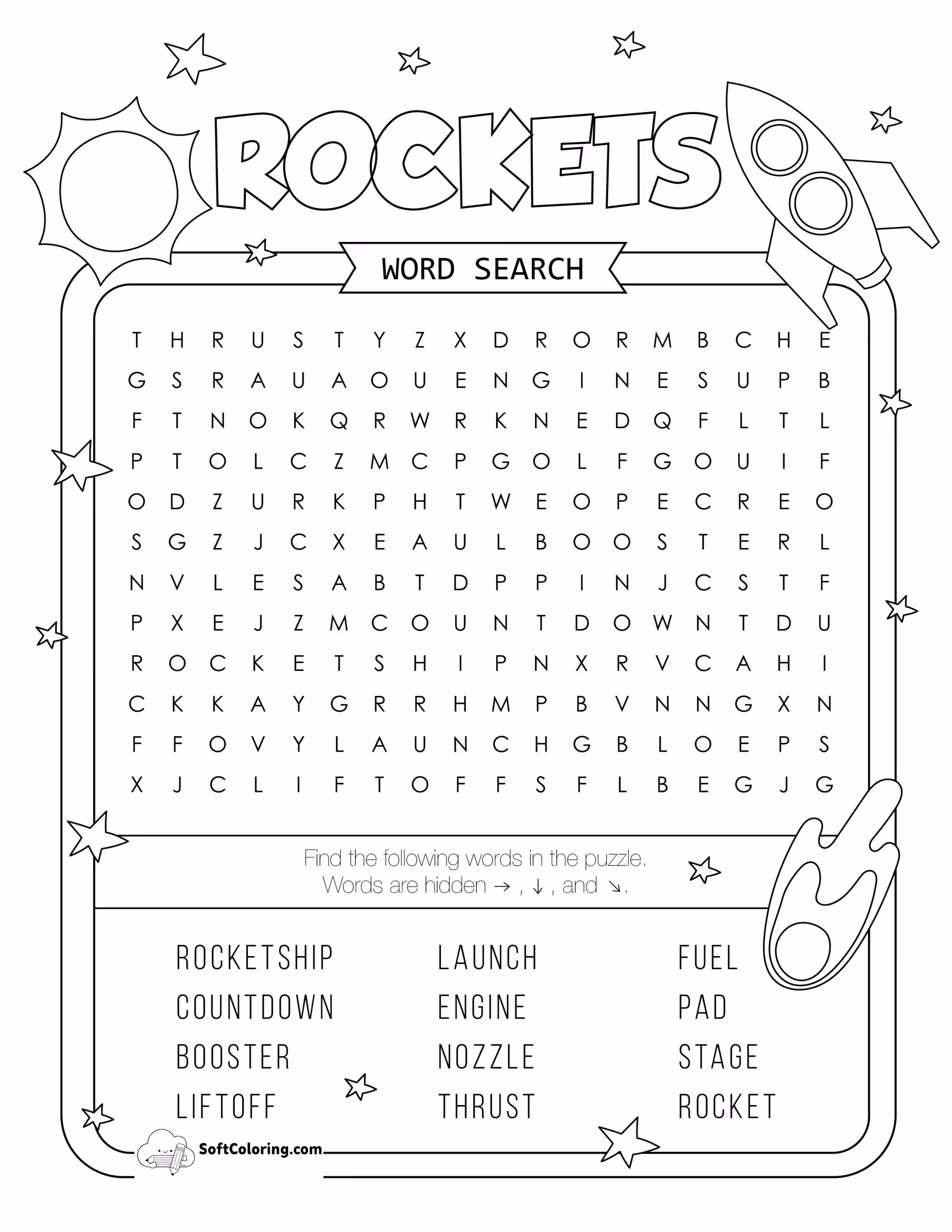 Rockets Word Search Puzzle