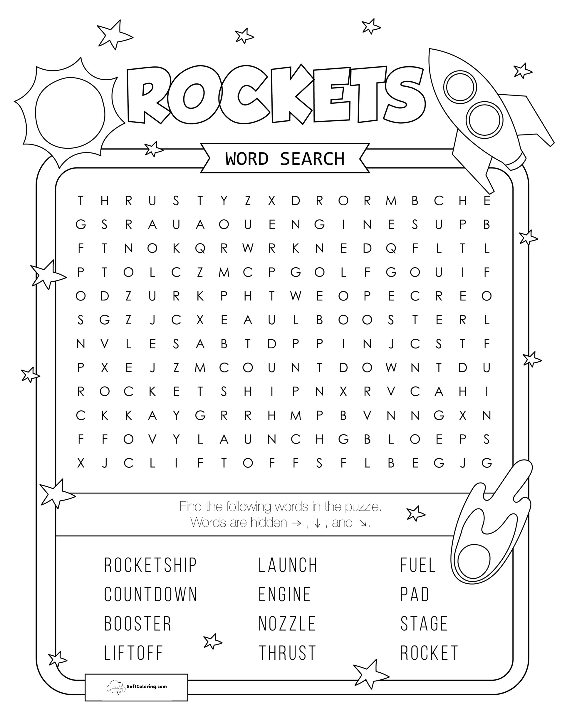 Rockets Word Search Puzzle