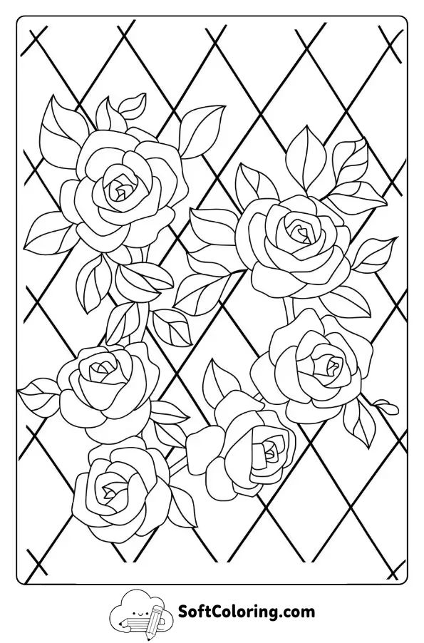 Roses Climbing a Garden Trellis