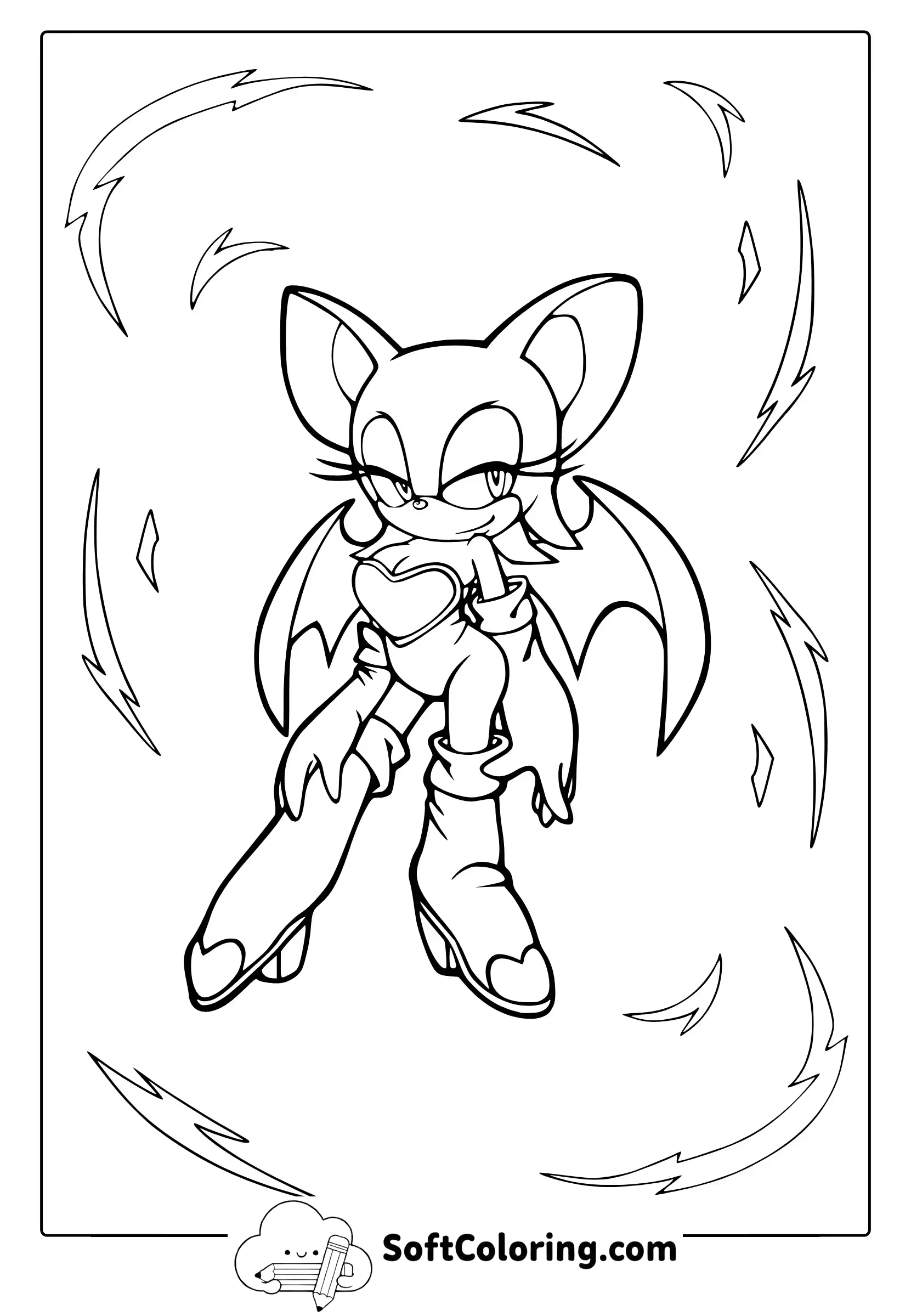 Rouge the Bat From Sonic Coloring Page