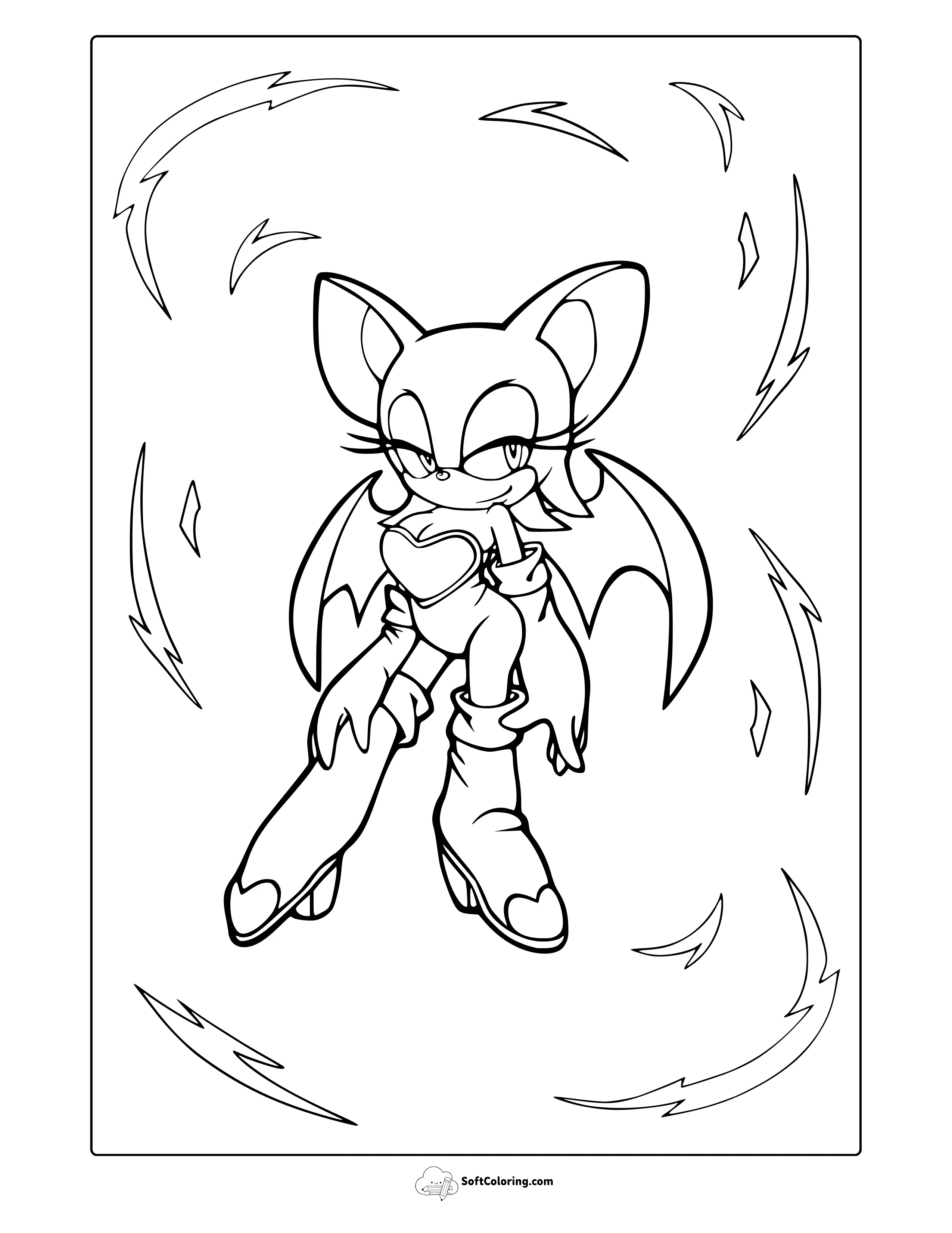 Rouge The Bat From Sonic Coloring Page