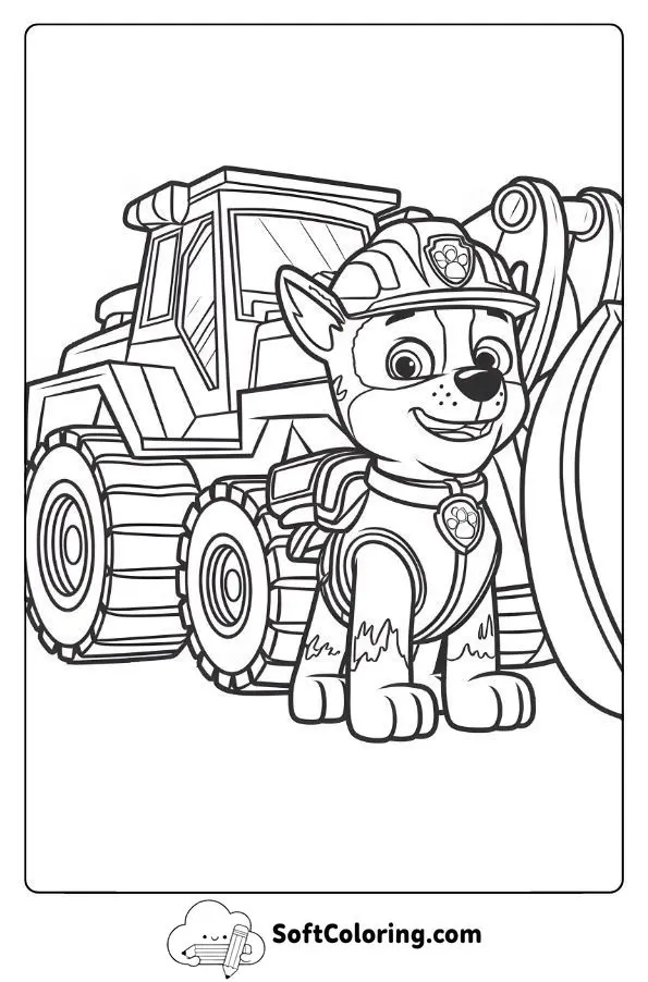 Rocky With Bulldozer Coloring Page