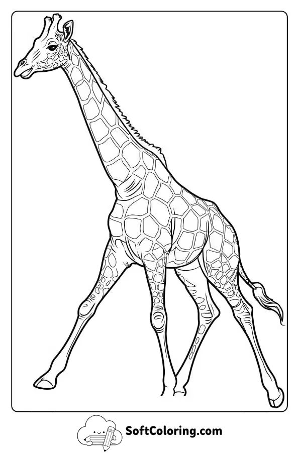 Running in the Savannah, a Giraffe Stretches