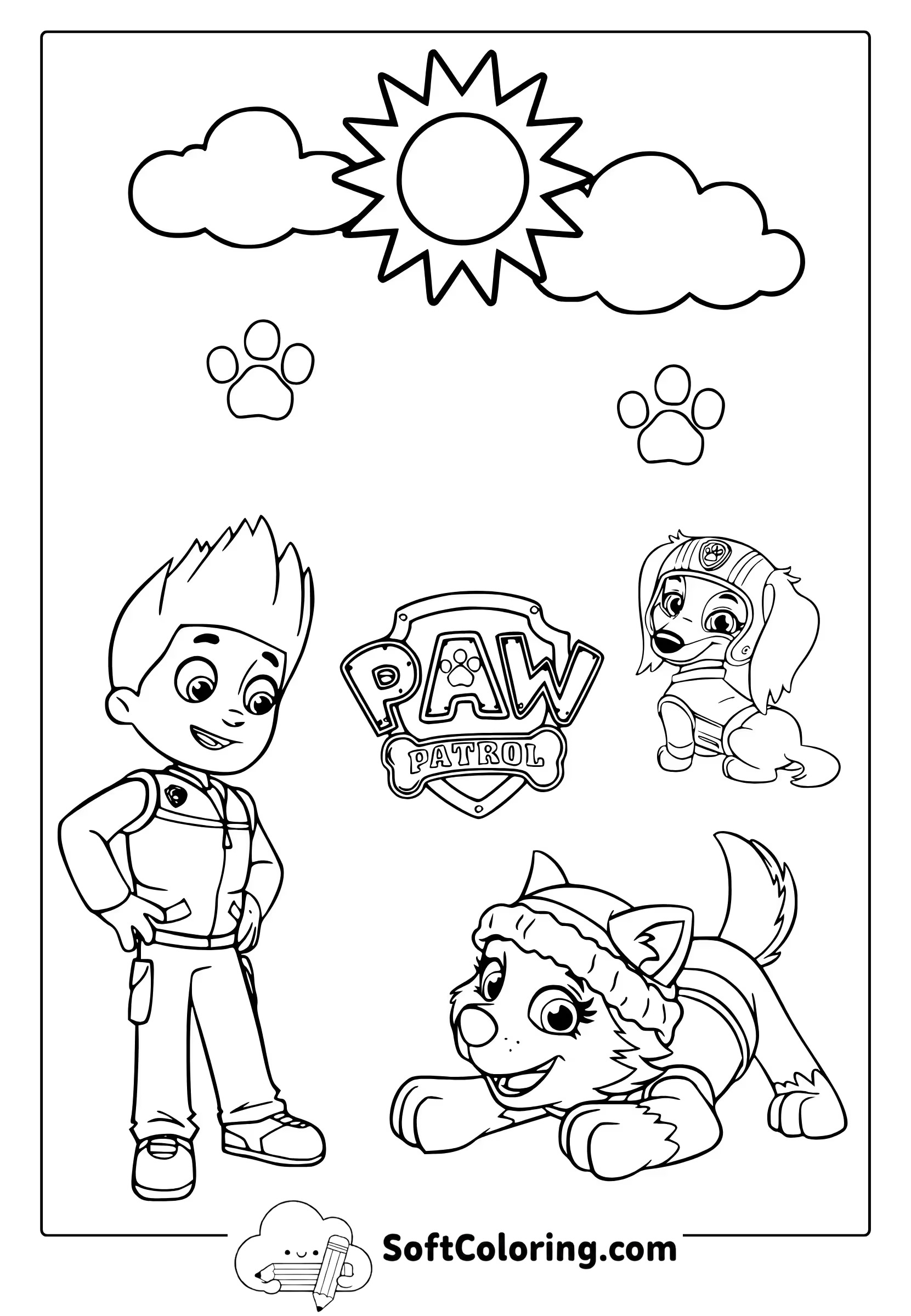 Ryder with Everest and Liberty Coloring Page