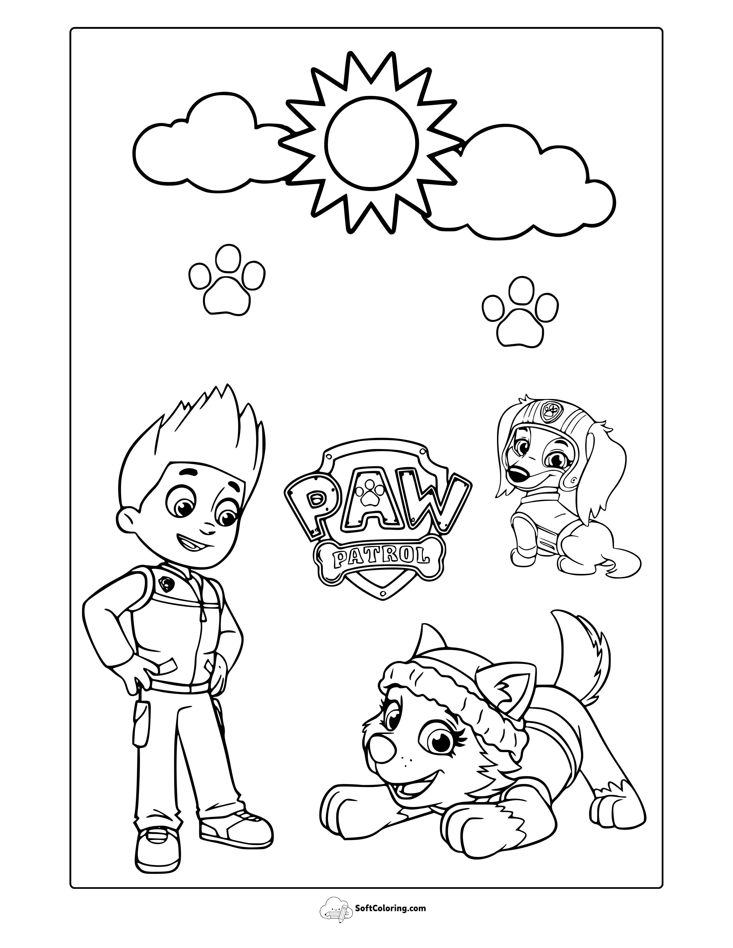 Ryder With Everest And Liberty Coloring Page