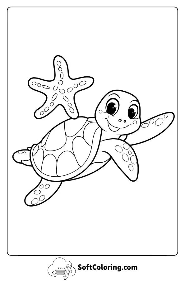 Sea Turtle with a Starfish Friend