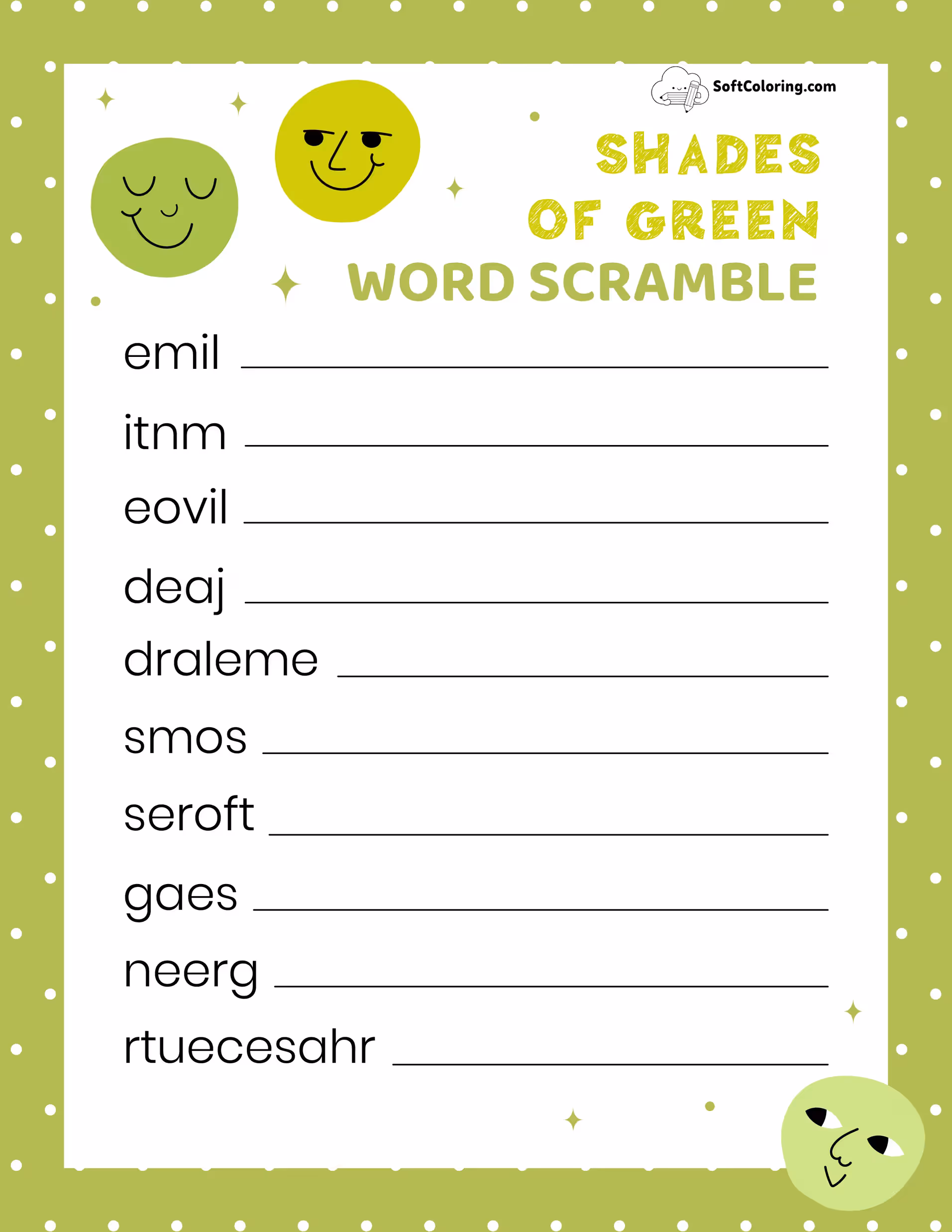 Shades of Green Word Scramble