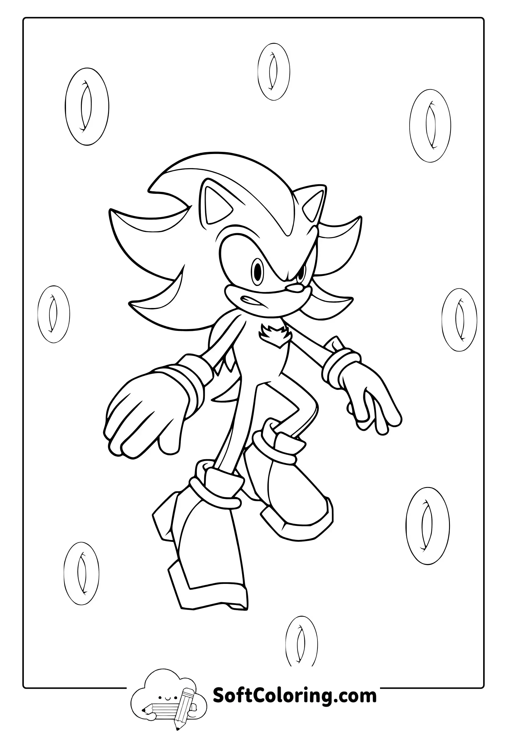 Shadow The Hedgehog Coloring Page